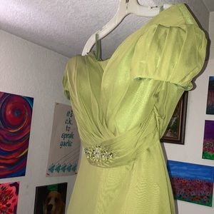Formal Style Gown Dark Green bodice with Light green jacket Custom made Size 12
